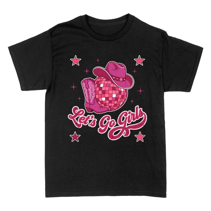 Camisetas: Cowgirl disco con bota y sombrero rosa