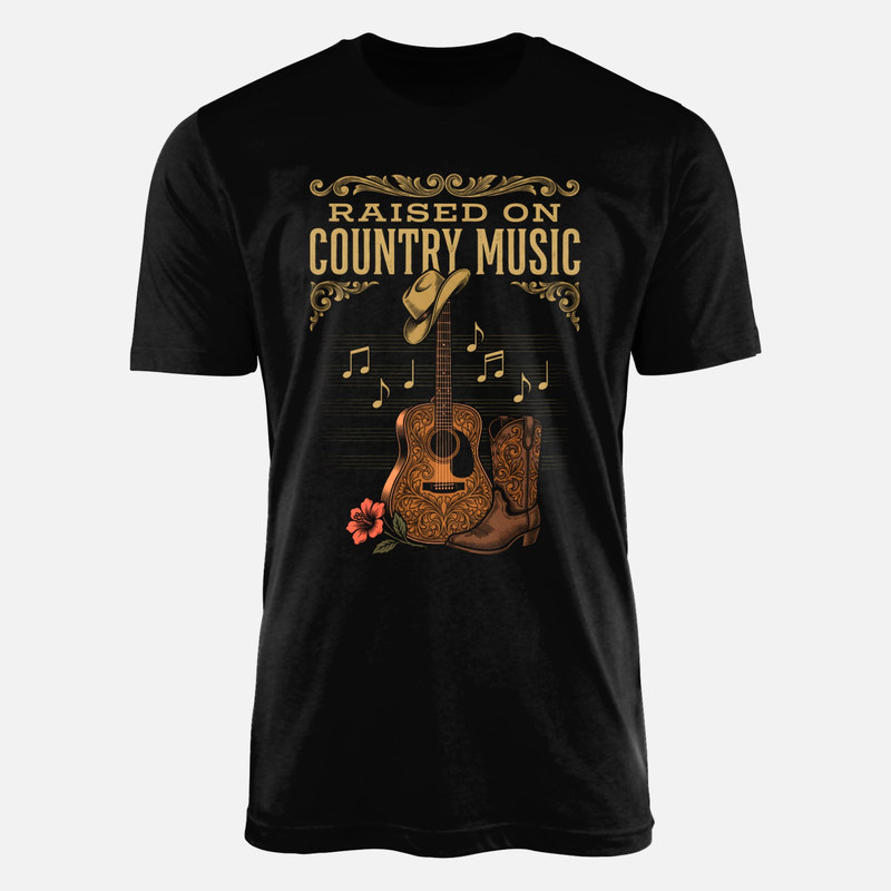 Camisetas: M&uacute;sica country con guitarra y bota vaquera
