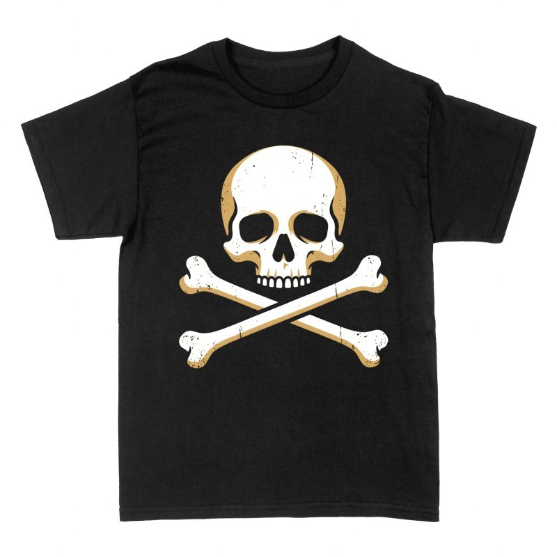 Camisetas: Calavera pirata con huesos cruzados