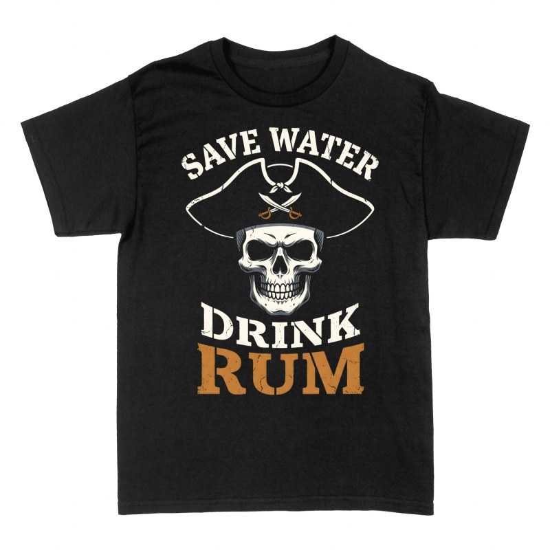 Camisetas: Ahorra agua bebe ron pirata