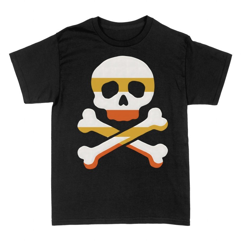Camisetas: Calavera pirata con franjas retro
