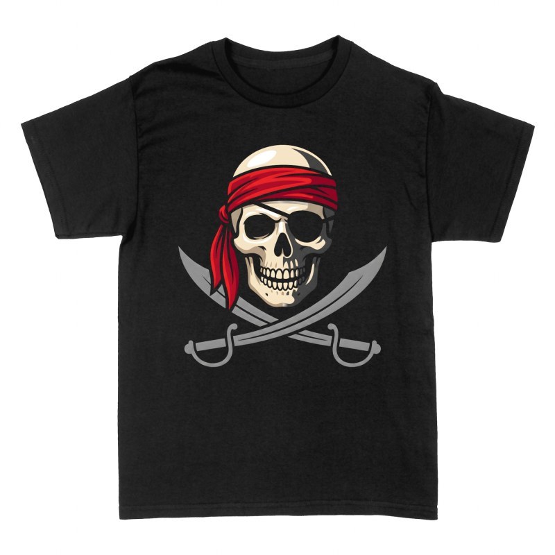 Camisetas: Calavera pirata con espadas cruzadas