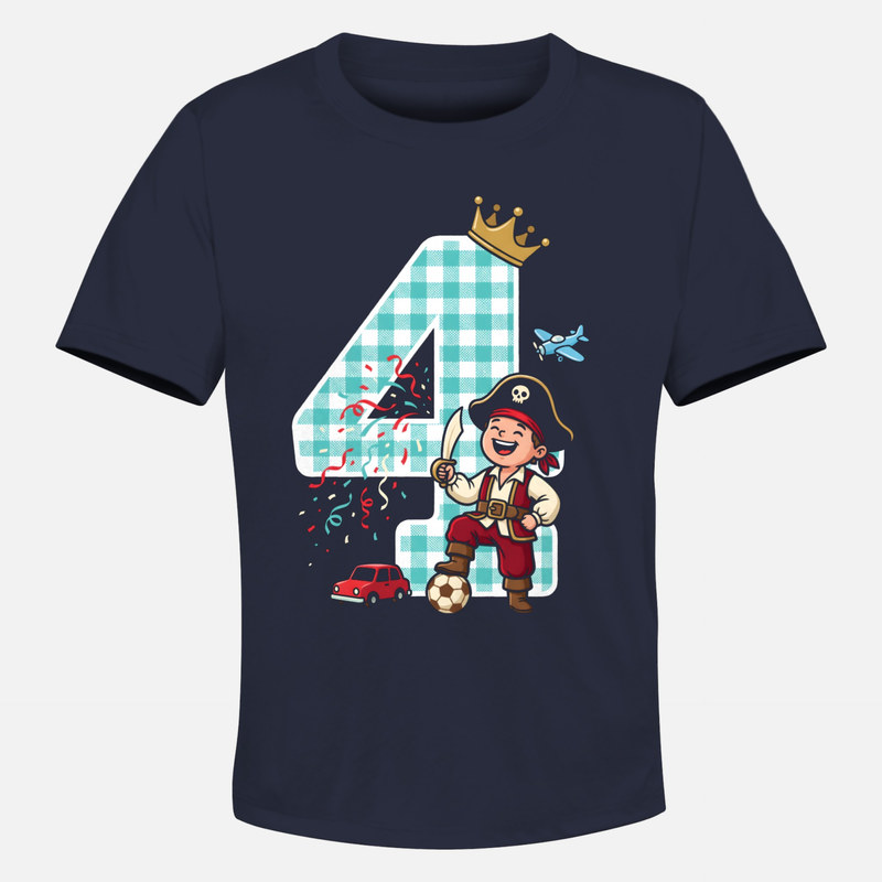 Camisetas: Cumplea&ntilde;os 4 a&ntilde;os ni&ntilde;o pirata