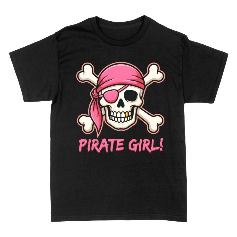 Camisetas: Calavera pirata rosa con huesos