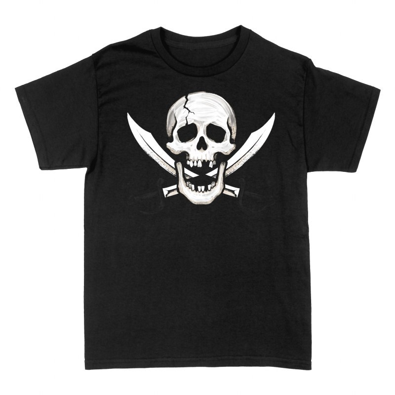 Camisetas: Calavera pirata con sables cruzados