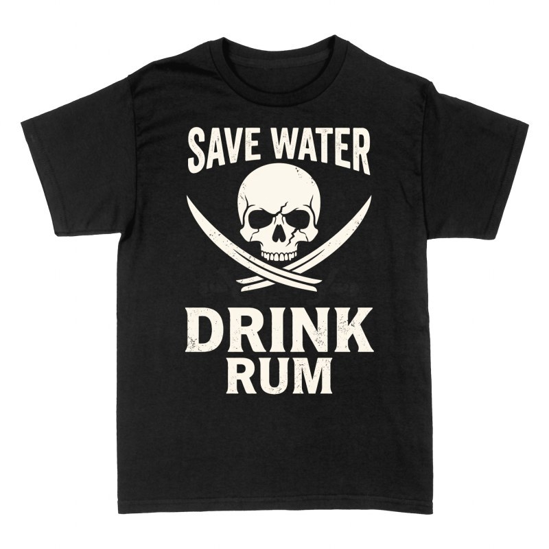 Camisetas: Ahorra agua bebe ron calavera pirata