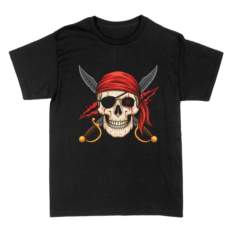 Camisetas: Calavera pirata parche y sables