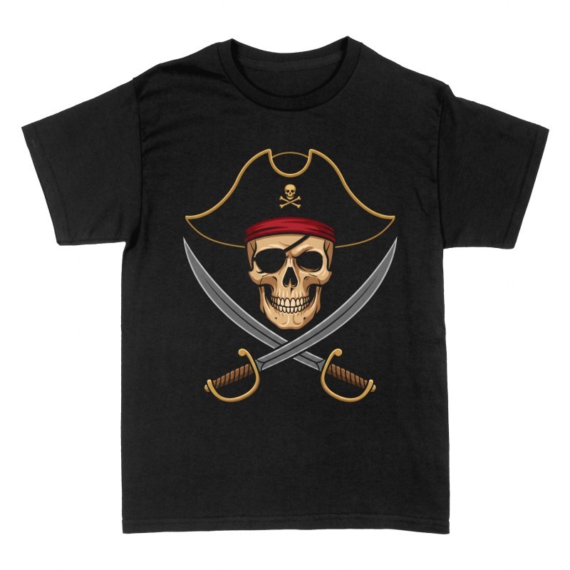 Camisetas: Calavera tricornio y sables