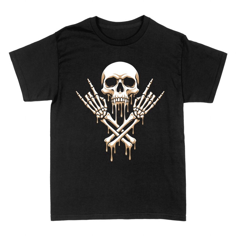 Camisetas: Calavera rockera derriti&eacute;ndose