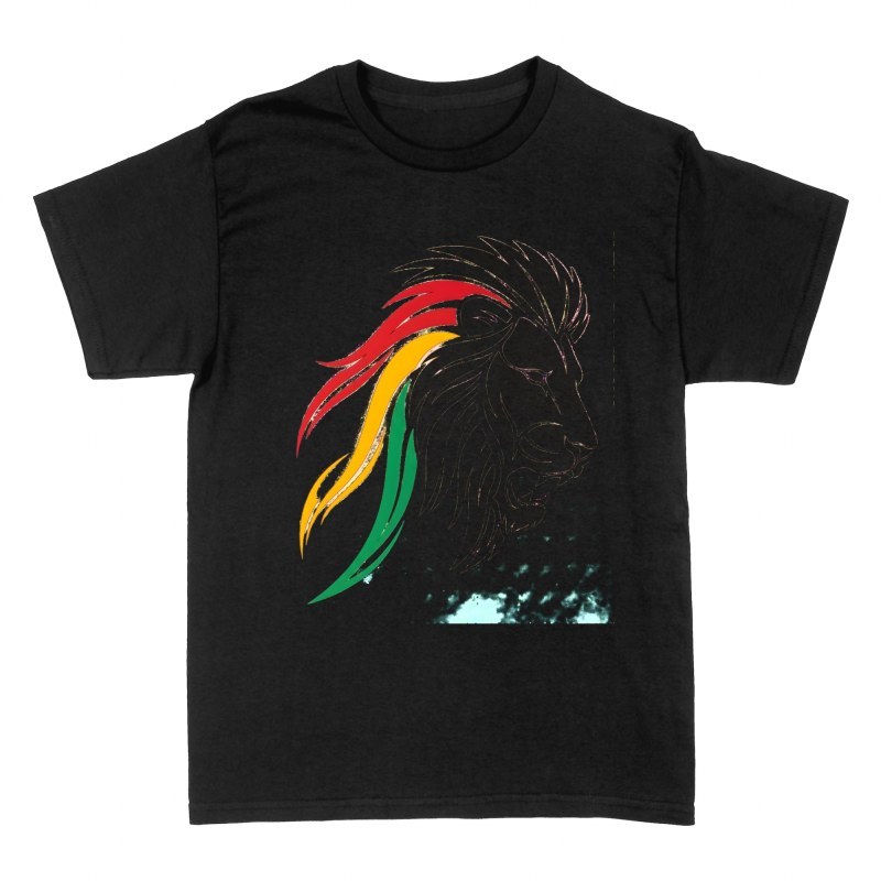 Camisetas: Le&oacute;n con melena rasta