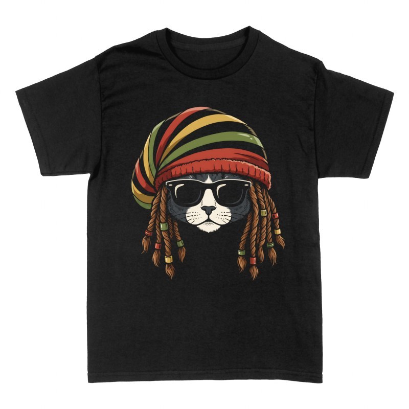 Camisetas: Gato rastafari con gafas de sol