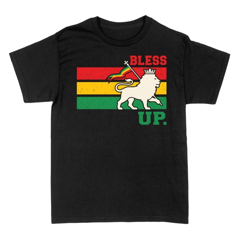 Camisetas: Le&oacute;n de Jud&aacute; rasta bless up