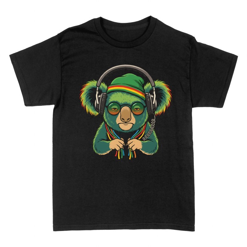 Camisetas: Koala rasta con auriculares