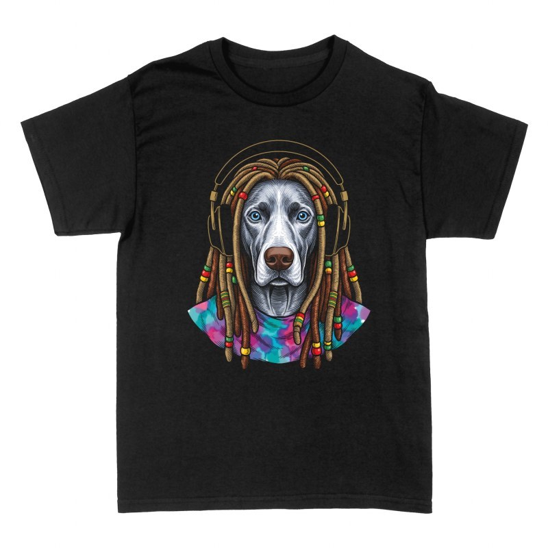 Camisetas: Perro rasta con auriculares