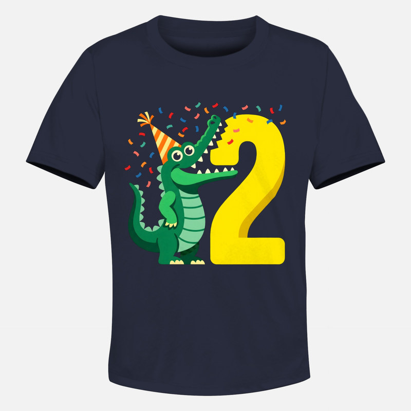 Camisetas: Cocodrilo mordiendo el n&uacute;mero 2 de fiesta