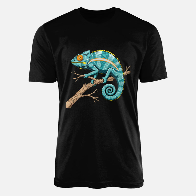 Camisetas: Camale&oacute;n turquesa en rama