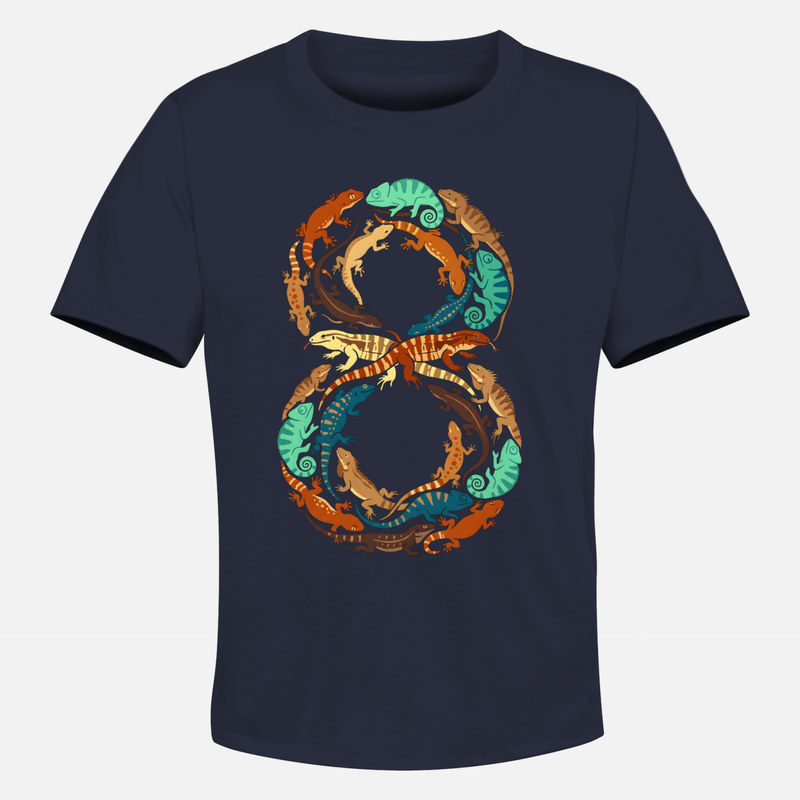 Camisetas: N&uacute;mero 8 con lagartos y camaleones