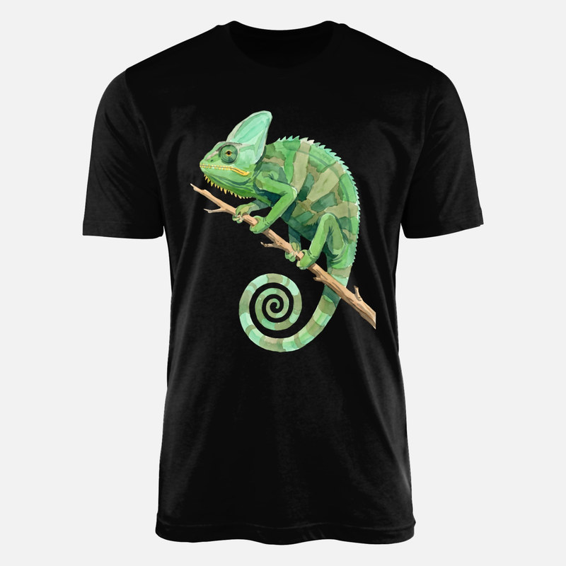 Camisetas: Camale&oacute;n verde en acuarela
