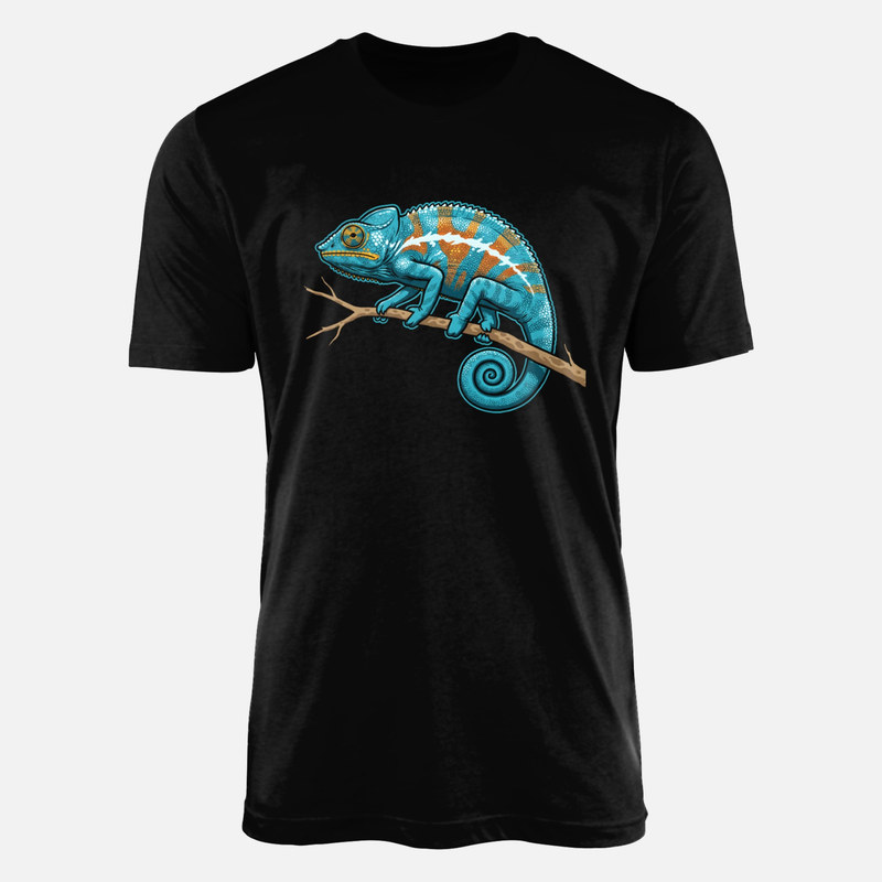 Camisetas: Camale&oacute;n colorido en una rama