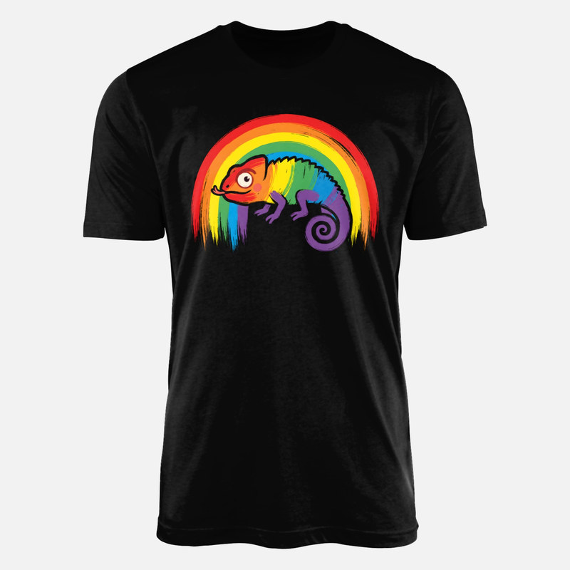 Camisetas: Camale&oacute;n en arco&iacute;ris