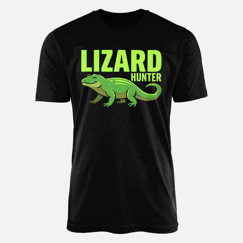 Camisetas: Cazador de lagartos con reptil sonriente