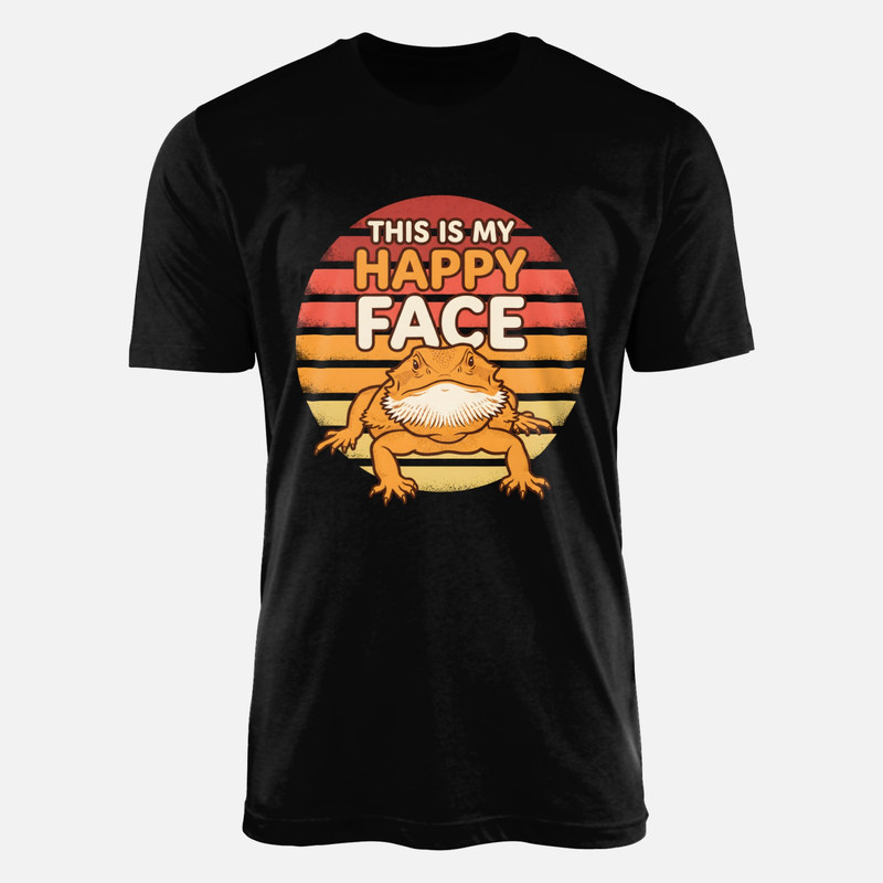 Camisetas: Drag&oacute;n barbudo cara feliz retro