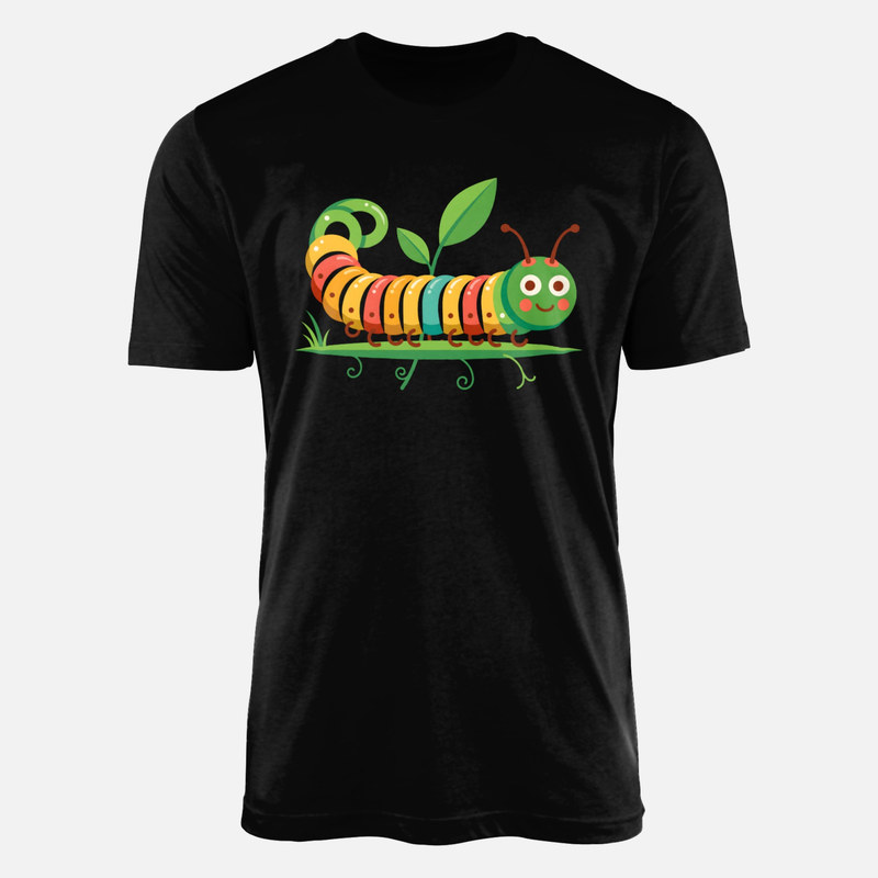 Camisetas: Oruga sonriente sobre hoja