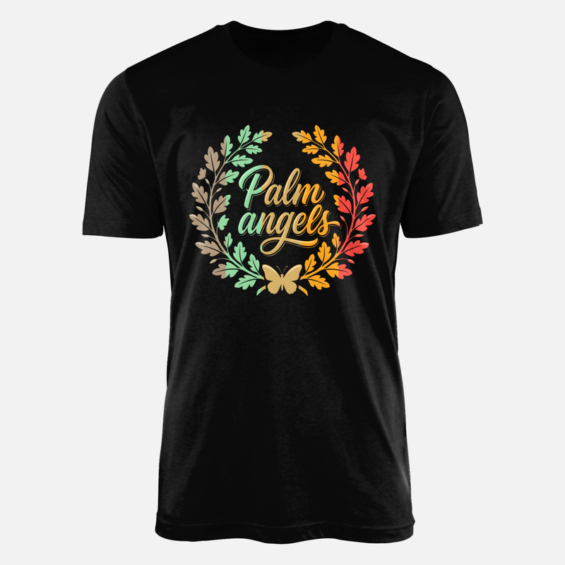Camisetas: Corona floral retro con mariposas