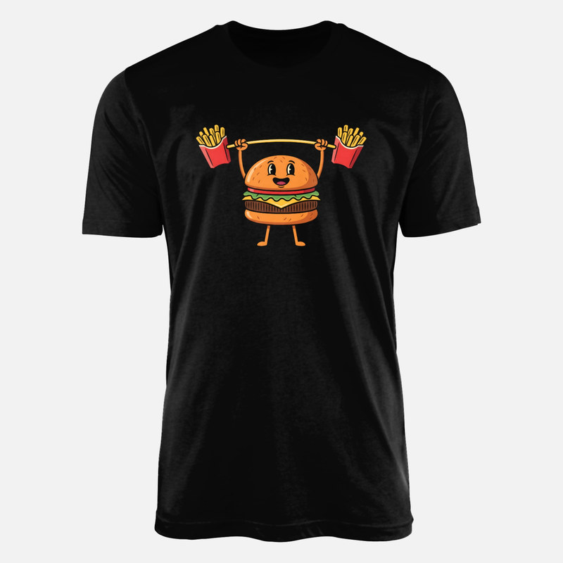 Camisetas: Hamburguesa Levantando Pesas de Patatas