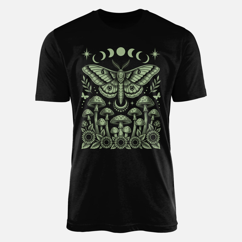Camisetas: Polilla m&iacute;stica con setas y lunas