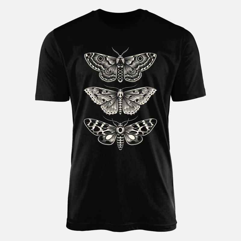 Camisetas: Tres polillas en grabado vintage