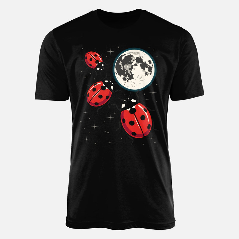 Camisetas: Mariquitas en el espacio con luna