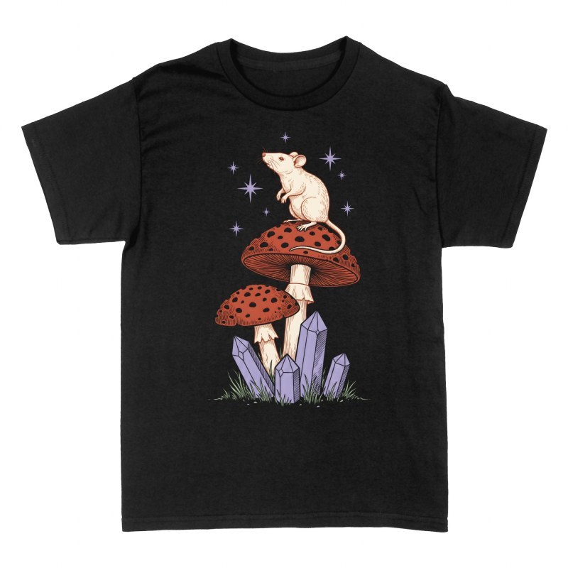 Camisetas: Rat&oacute;n sobre seta m&aacute;gica y cristales
