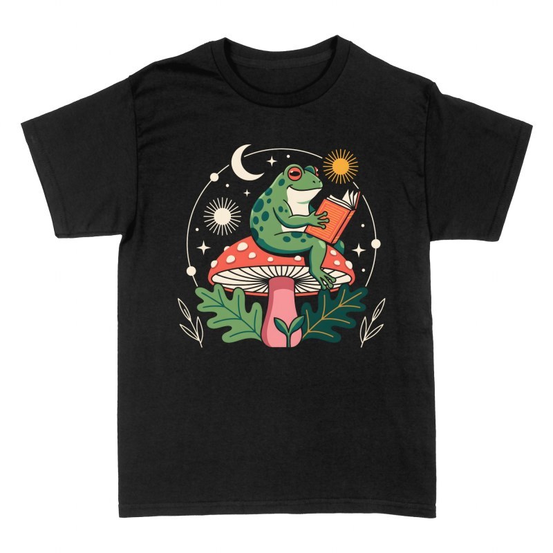 Camisetas: Rana lectora sobre seta