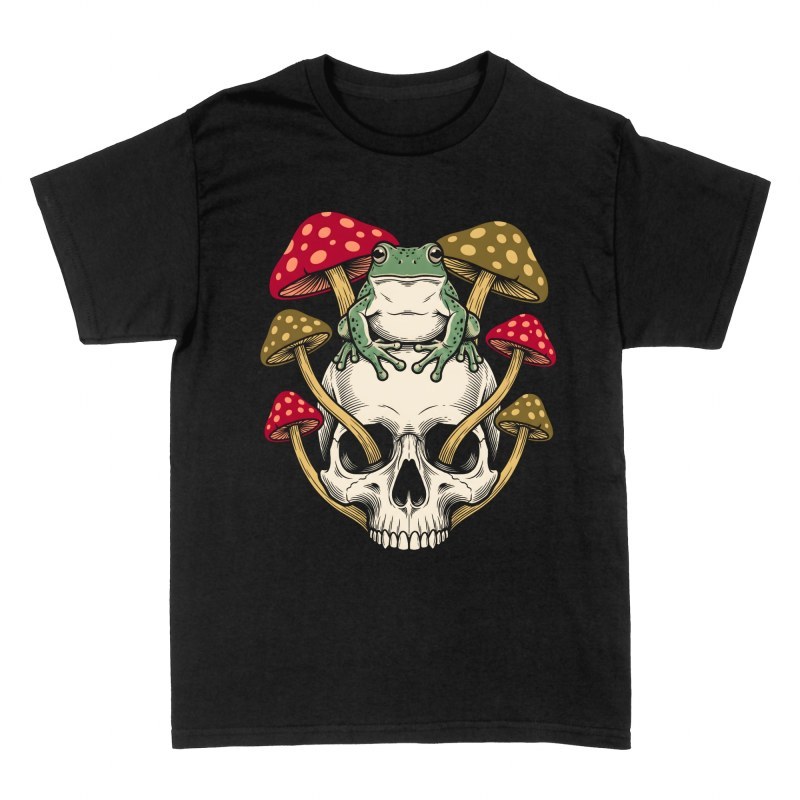 Camisetas: Rana sobre cr&aacute;neo con setas