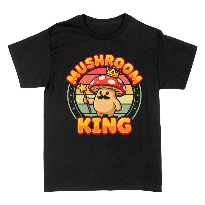 Camisetas: Rey hongo con corona y varita