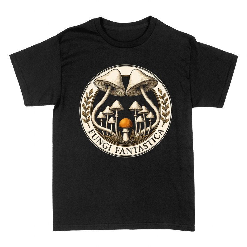 Camisetas: Emblema de hongos y setas Fungi Fantastica