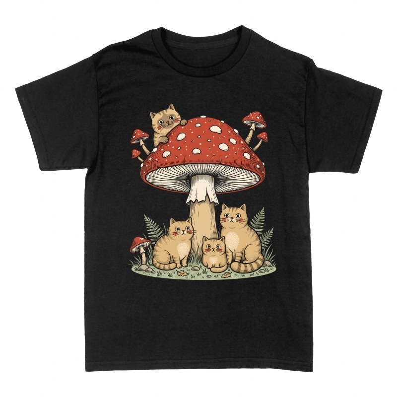 Camisetas: Gatos bajo seta gigante de bosque