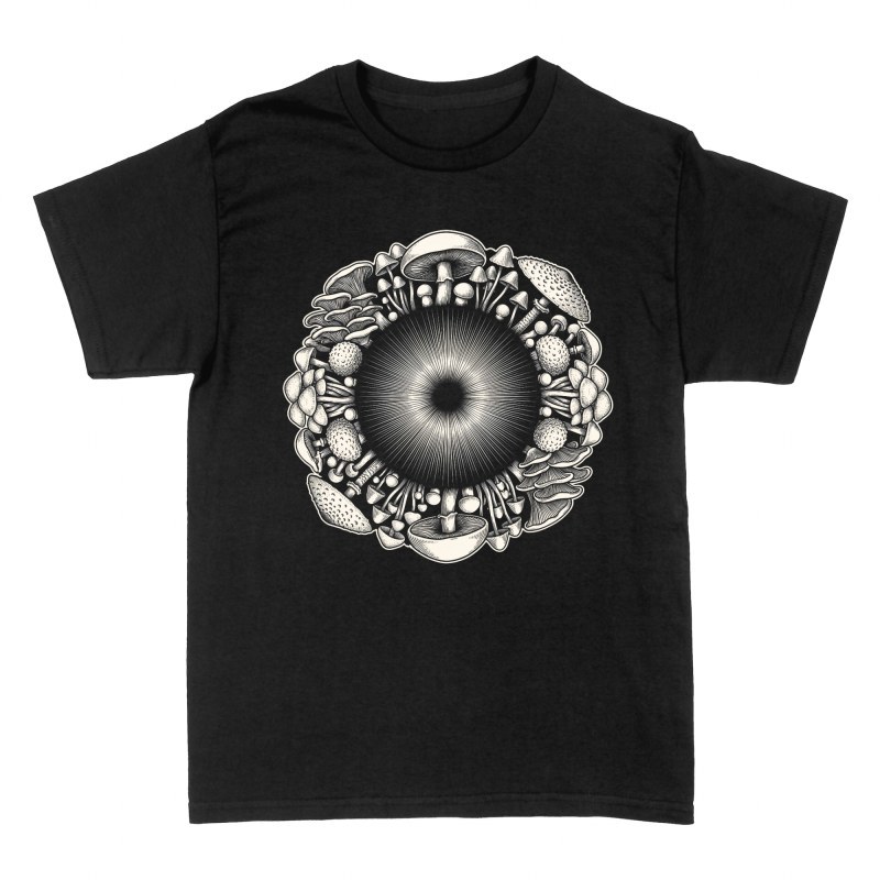 Camisetas: Mandala bot&aacute;nico de setas silvestres