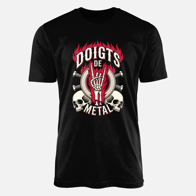 Camisetas: Mano esqueleto heavy metal y calaveras