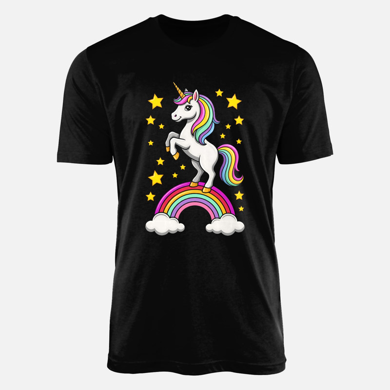Camisetas: Unicornio con arco&iacute;ris y estrellas