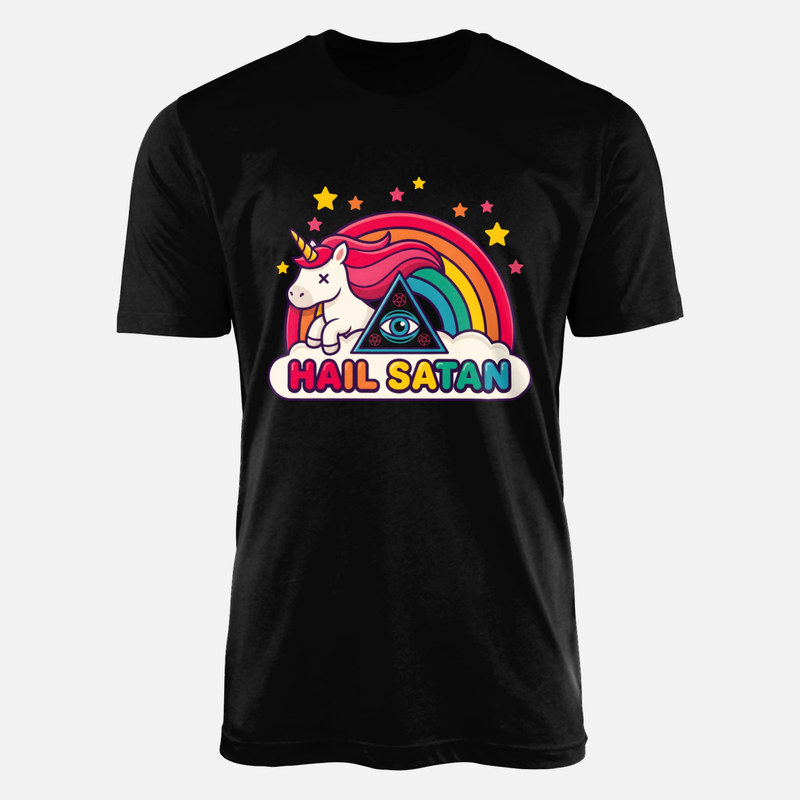 Camisetas: Unicornio pastel goth Hail Satan