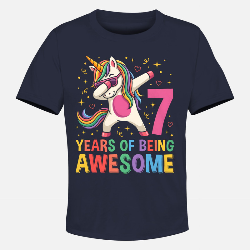 Camisetas: Unicornio dabbing 7 a&ntilde;os genial