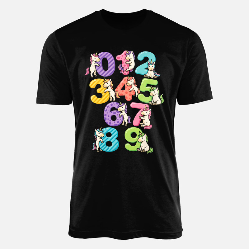 Camisetas: N&uacute;meros del 0 al 9 con unicornios