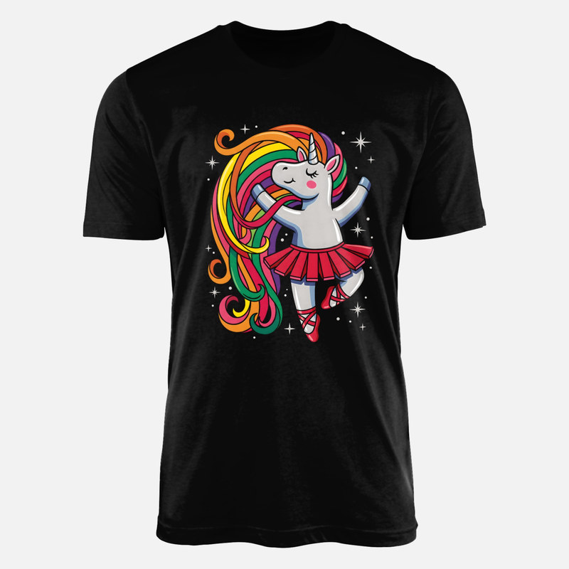 Camisetas: Unicornio bailarina con melena arco&iacute;ris