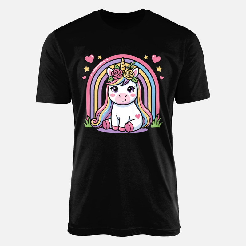 Camisetas: Unicornio kawaii con flores