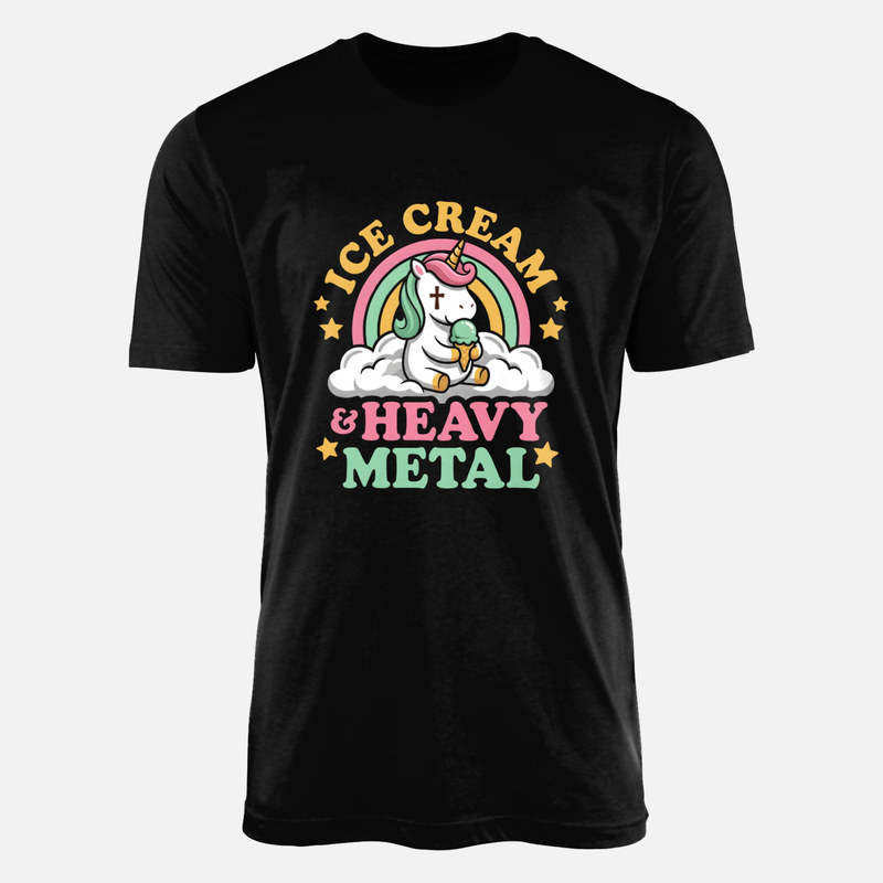 Camisetas: Unicornio heavy metal con helado