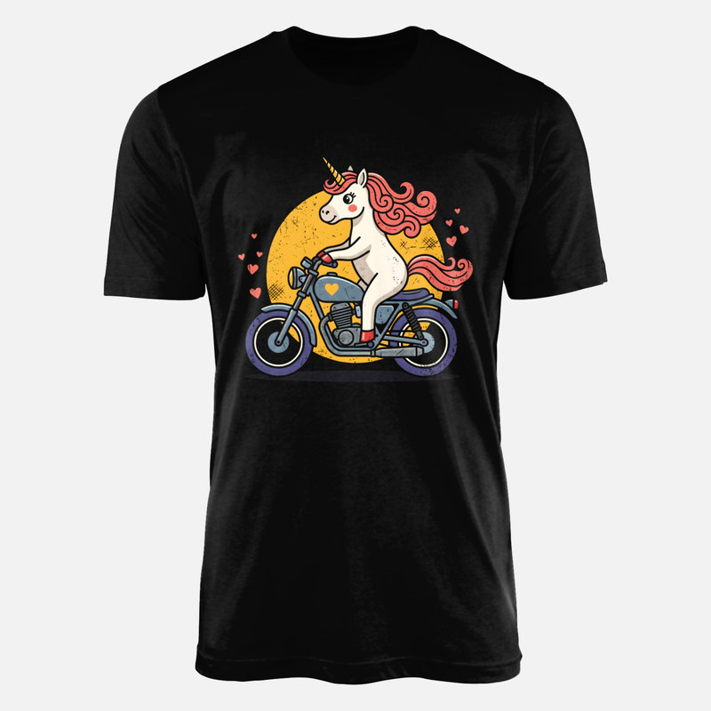 Camisetas: Unicornio en moto kawaii