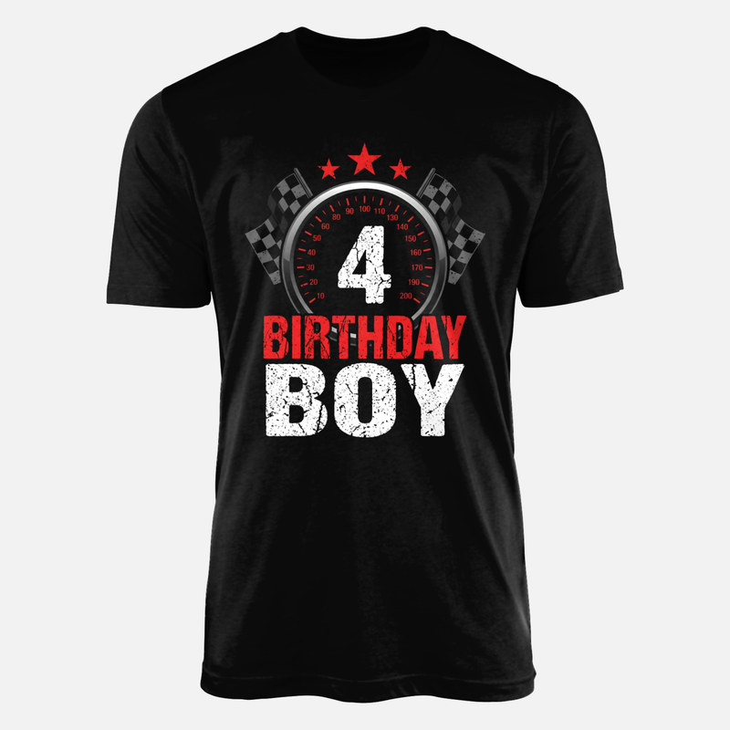 Camisetas: Cumplea&ntilde;os 4 ni&ntilde;o de carreras veloc&iacute;metro