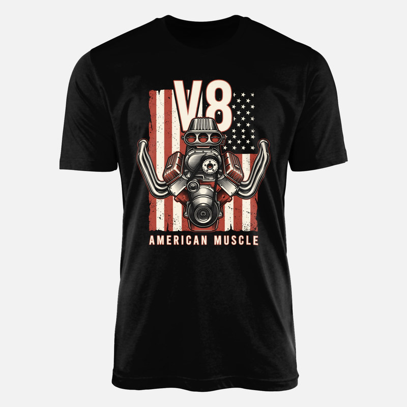 Camisetas: Motor V8 Americano Muscle Car